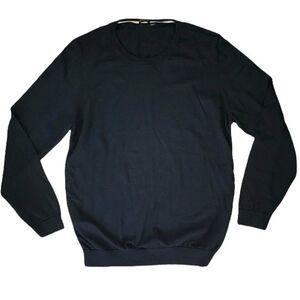 Hugo Boss Navy Crewneck Sweater Finest Italian Yarn Slim Fit Men's Medium‎